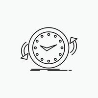 respaldo. reloj. agujas del reloj. encimera. icono de línea de tiempo. ilustración vectorial aislada vector