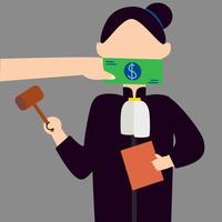 Giving bribe to judge concept. Illustration of law corruption vector