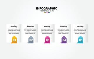 línea de tiempo 5 opciones infografía horizontal para presentaciones flujo de trabajo diagrama de proceso informe de diagrama de flujo vector