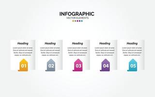 Timeline 5 options Horizontal Infographic for presentations workflow process diagram flow chart report vector