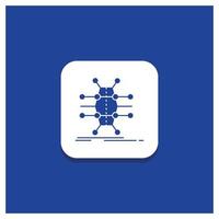 Blue Round Button for Distribution. grid. infrastructure. network. smart Glyph icon vector