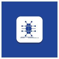 Blue Round Button for Distribution. grid. infrastructure. network. smart Glyph icon vector