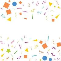 Vector abstract White Background with many falling tiny colorful confetti pieces and ribbon. Carnival. Christmas or New Year decoration colorful party pennants for birthday. festival