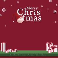 Merry Christmas banner studio table room product display with copy space and gift box decoration vector