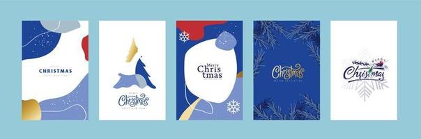 Set of Christmas and Happy New Year Card templates vector