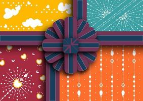 Gift wrapping paper 4 pattern Vector Illustration.