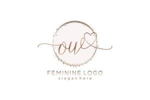 Initial OW handwriting logo with circle template vector logo of initial wedding, fashion, floral and botanical with creative template.