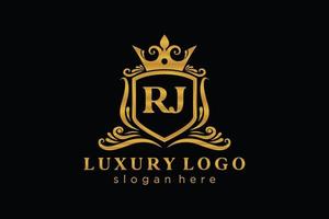 plantilla de logotipo de lujo real de letra rj inicial en arte vectorial para restaurante, realeza, boutique, cafetería, hotel, heráldica, joyería, moda y otras ilustraciones vectoriales. vector