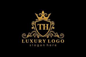 Initial TH Letter Royal Luxury Logo template in vector art for Restaurant, Royalty, Boutique, Cafe, Hotel, Heraldic, Jewelry, Fashion and other vector illustration.