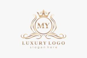 Initial MY Letter Royal Luxury Logo template in vector art for Restaurant, Royalty, Boutique, Cafe, Hotel, Heraldic, Jewelry, Fashion and other vector illustration.