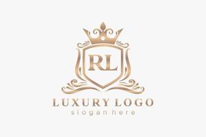 plantilla de logotipo de lujo real con letra rl inicial en arte vectorial para restaurante, realeza, boutique, cafetería, hotel, heráldica, joyería, moda y otras ilustraciones vectoriales. vector