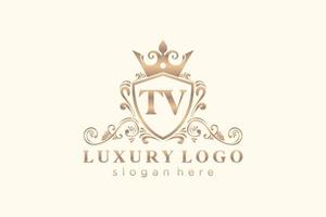 Initial TV Letter Royal Luxury Logo template in vector art for Restaurant, Royalty, Boutique, Cafe, Hotel, Heraldic, Jewelry, Fashion and other vector illustration.