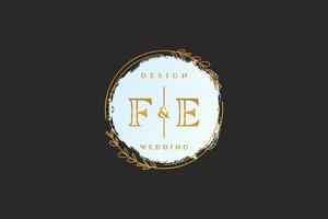 Initial FE beauty monogram and elegant logo design handwriting logo of initial signature, wedding, fashion, floral and botanical with creative template. vector