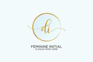 Initial DI handwriting logo with circle template vector signature, wedding, fashion, floral and botanical with creative template.