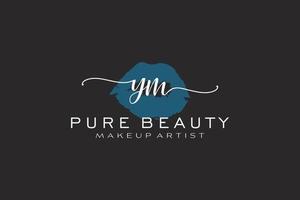 Initial YM Watercolor Lips Premade Logo Design, Logo for Makeup Artist Business Branding, Blush Beauty Boutique Logo Design, Calligraphy Logo with creative template. vector