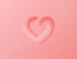 Modern Happy Valentine's day poster or cover. Beautiful cover with3D fluffy heart on pink background. Vector illustration. Vector illustration