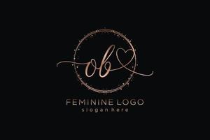 Initial OB handwriting logo with circle template vector logo of initial wedding, fashion, floral and botanical with creative template.