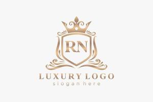 Initial RN Letter Royal Luxury Logo template in vector art for Restaurant, Royalty, Boutique, Cafe, Hotel, Heraldic, Jewelry, Fashion and other vector illustration.