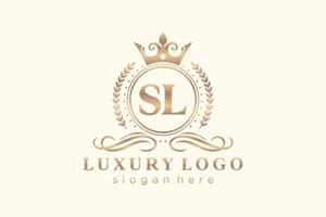 Initial SL Letter Royal Luxury Logo template in vector art for Restaurant, Royalty, Boutique, Cafe, Hotel, Heraldic, Jewelry, Fashion and other vector illustration.