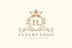 Initial TL Letter Royal Luxury Logo template in vector art for Restaurant, Royalty, Boutique, Cafe, Hotel, Heraldic, Jewelry, Fashion and other vector illustration.