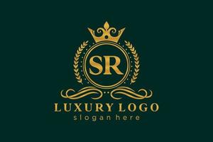 Initial SR Letter Royal Luxury Logo template in vector art for Restaurant, Royalty, Boutique, Cafe, Hotel, Heraldic, Jewelry, Fashion and other vector illustration.