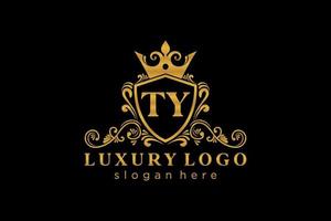 Initial TY Letter Royal Luxury Logo template in vector art for Restaurant, Royalty, Boutique, Cafe, Hotel, Heraldic, Jewelry, Fashion and other vector illustration.