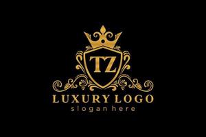 Initial TZ Letter Royal Luxury Logo template in vector art for Restaurant, Royalty, Boutique, Cafe, Hotel, Heraldic, Jewelry, Fashion and other vector illustration.