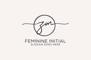 Initial ZM handwriting logo with circle template vector logo of initial signature, wedding, fashion, floral and botanical with creative template.