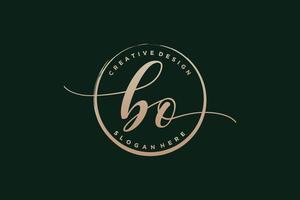 Initial BO handwriting logo with circle template vector signature, wedding, fashion, floral and botanical with creative template.