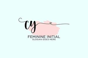 Initial CY beauty monogram and elegant logo design handwriting logo of initial signature, wedding, fashion, floral and botanical with creative template. vector