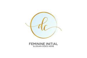 Initial DC handwriting logo with circle template vector signature, wedding, fashion, floral and botanical with creative template.