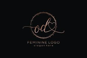 Initial OD handwriting logo with circle template vector logo of initial wedding, fashion, floral and botanical with creative template.