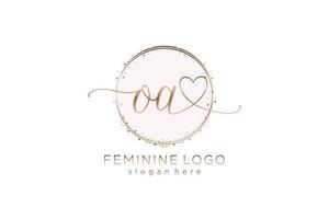 Initial OA handwriting logo with circle template vector logo of initial wedding, fashion, floral and botanical with creative template.