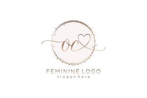 Initial OC handwriting logo with circle template vector logo of initial wedding, fashion, floral and botanical with creative template.