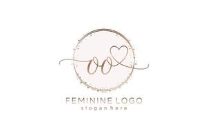 Initial OO handwriting logo with circle template vector logo of initial wedding, fashion, floral and botanical with creative template.