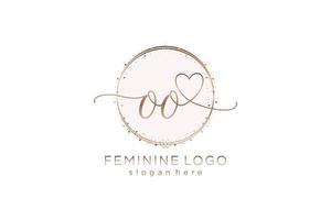 Initial OO handwriting logo with circle template vector logo of initial wedding, fashion, floral and botanical with creative template.