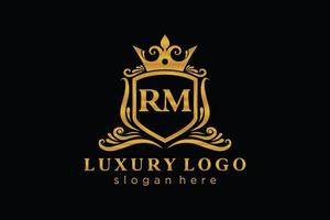 Initial RM Letter Royal Luxury Logo template in vector art for Restaurant, Royalty, Boutique, Cafe, Hotel, Heraldic, Jewelry, Fashion and other vector illustration.