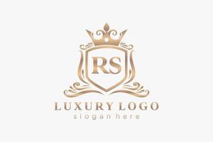 plantilla de logotipo de lujo real con letra rs inicial en arte vectorial para restaurante, realeza, boutique, cafetería, hotel, heráldica, joyería, moda y otras ilustraciones vectoriales. vector