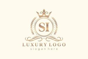 Initial SI Letter Royal Luxury Logo template in vector art for Restaurant, Royalty, Boutique, Cafe, Hotel, Heraldic, Jewelry, Fashion and other vector illustration.