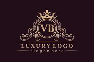 VB Initial Letter Gold calligraphic feminine floral hand drawn heraldic monogram antique vintage style luxury logo design Premium Vector