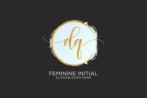 Initial DQ handwriting logo with circle template vector signature, wedding, fashion, floral and botanical with creative template.