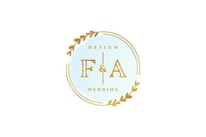 monograma de belleza fa inicial y diseño de logotipo elegante logotipo de escritura a mano de firma inicial, boda, moda, floral y botánica con plantilla creativa. vector