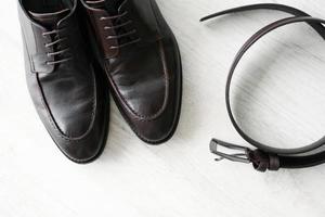 Stylish men's shoes and belt photo