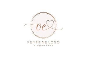 Initial OE handwriting logo with circle template vector logo of initial wedding, fashion, floral and botanical with creative template.