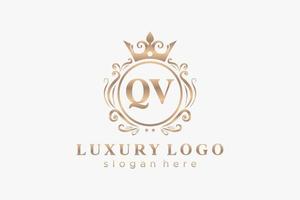 plantilla de logotipo de lujo real de letra qv inicial en arte vectorial para restaurante, realeza, boutique, cafetería, hotel, heráldica, joyería, moda y otras ilustraciones vectoriales. vector