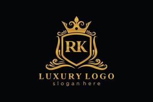 Initial RK Letter Royal Luxury Logo template in vector art for Restaurant, Royalty, Boutique, Cafe, Hotel, Heraldic, Jewelry, Fashion and other vector illustration.