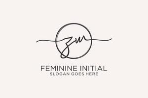 Initial ZW handwriting logo with circle template vector logo of initial signature, wedding, fashion, floral and botanical with creative template.