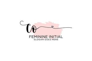 Initial CO beauty monogram and elegant logo design handwriting logo of initial signature, wedding, fashion, floral and botanical with creative template. vector