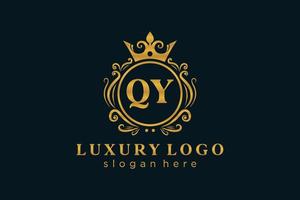 Initial QY Letter Royal Luxury Logo template in vector art for Restaurant, Royalty, Boutique, Cafe, Hotel, Heraldic, Jewelry, Fashion and other vector illustration.