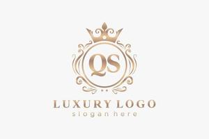 Initial QS Letter Royal Luxury Logo template in vector art for Restaurant, Royalty, Boutique, Cafe, Hotel, Heraldic, Jewelry, Fashion and other vector illustration.